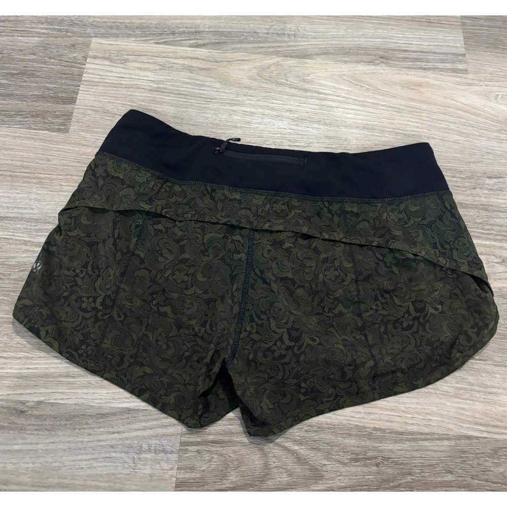 Lululemon Speed Short Mini Pencil Lace Brave Olive Black 8 Stretch 3"
